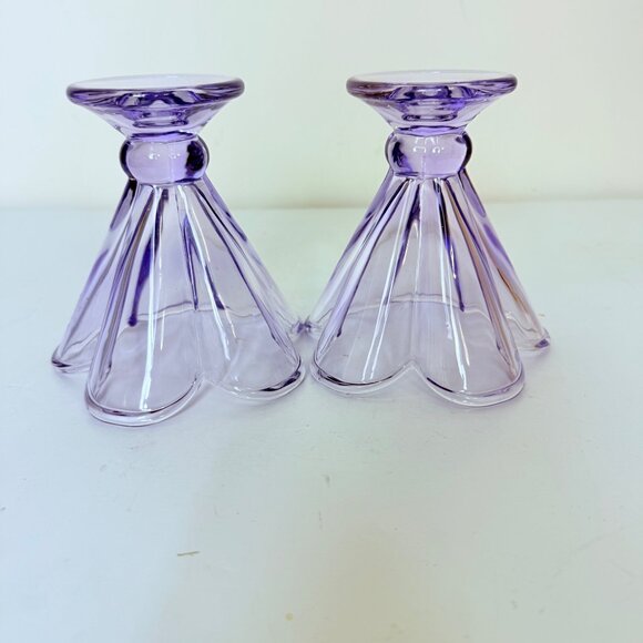 VTG Purple Lavender Glass Cup Set of 2 Petal Decor Lilac Cocktail Glass Dessert - Picture 14 of 16
